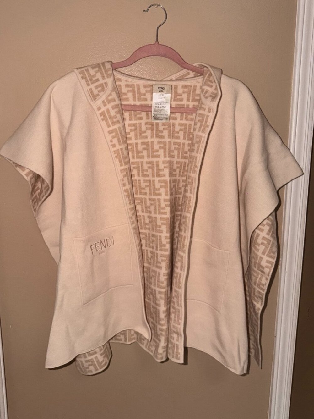 Fendi Cream Neutral Cape